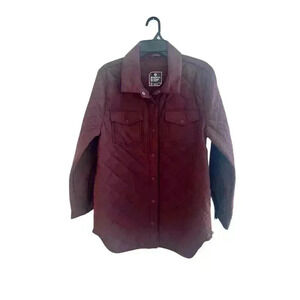 Mondetta Outdoor Project Burgundy Quilted Snap Front Shirt Jacket Womens M